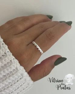 Anel Corações Cravejados