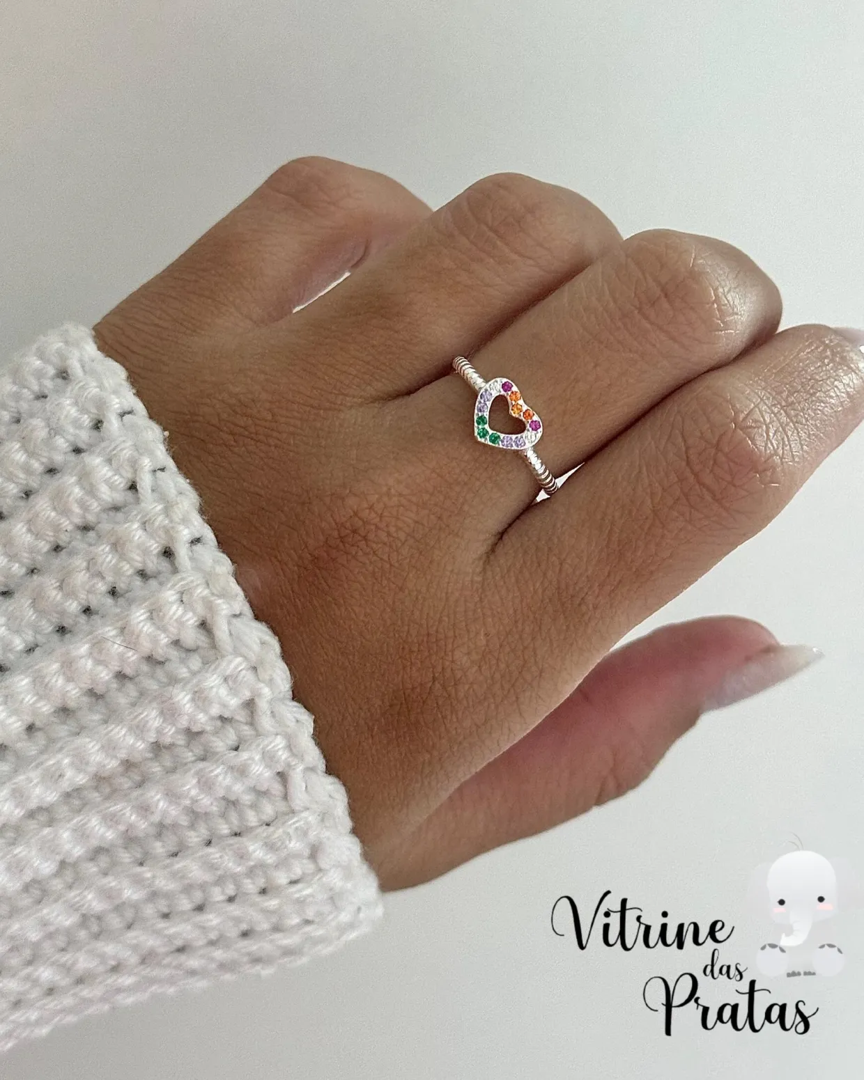 Anel Coração Color Cravejado