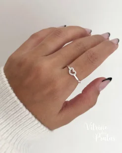 Anel Coração Cravejado Vazado