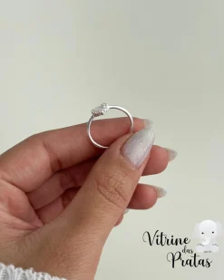 Anel Coração Vazado Cravejado