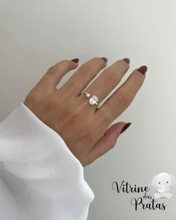 Anel Regulável com Zircônia Oval