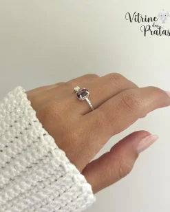 Anel Regulável com Zircônia Oval Ametista