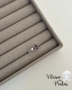 Anel Regulável com Zircônia Oval Ametista