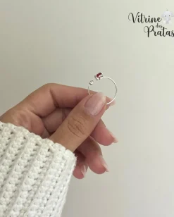 Anel Regulável com Zircônia Oval Vermelha