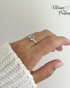 Anel Regulável com Zircônia Oval Verde Turmalina