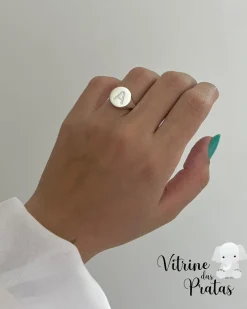 Anel Regulável Letra Cravejada