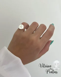 Anel Regulável Letra Cravejada