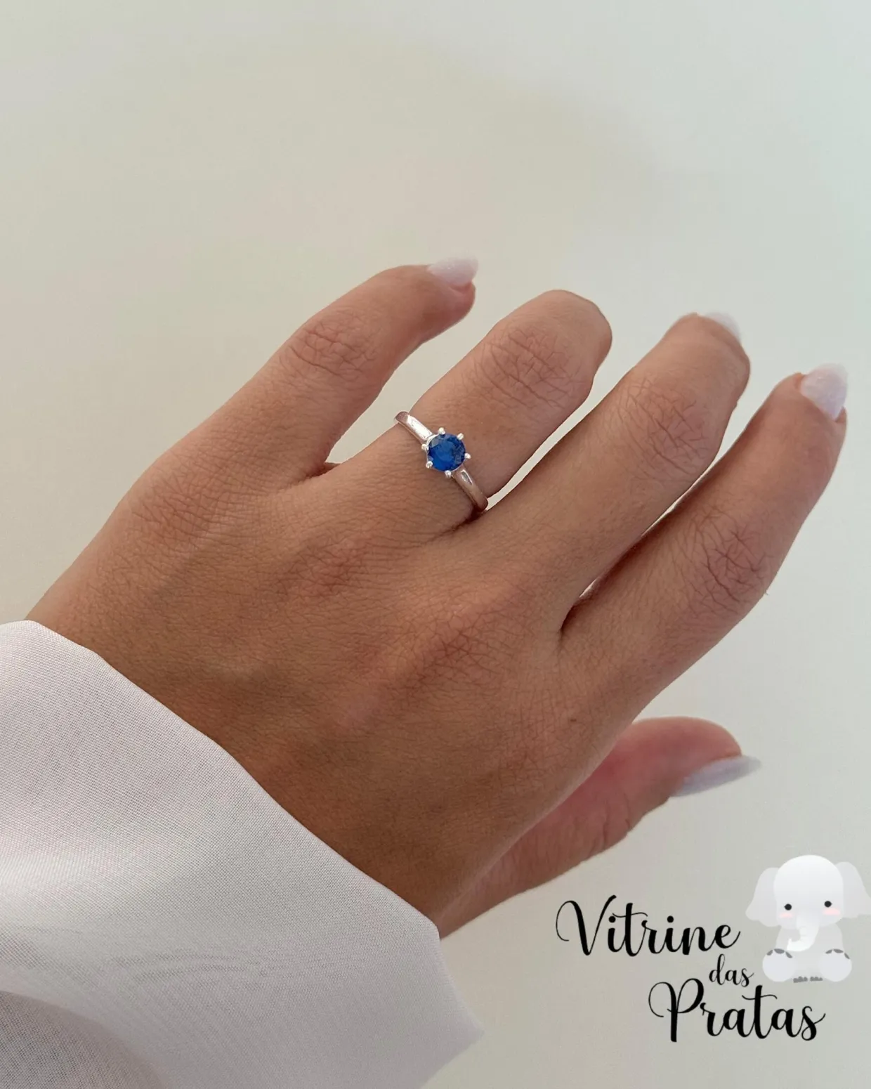 Anel Solitário Azul