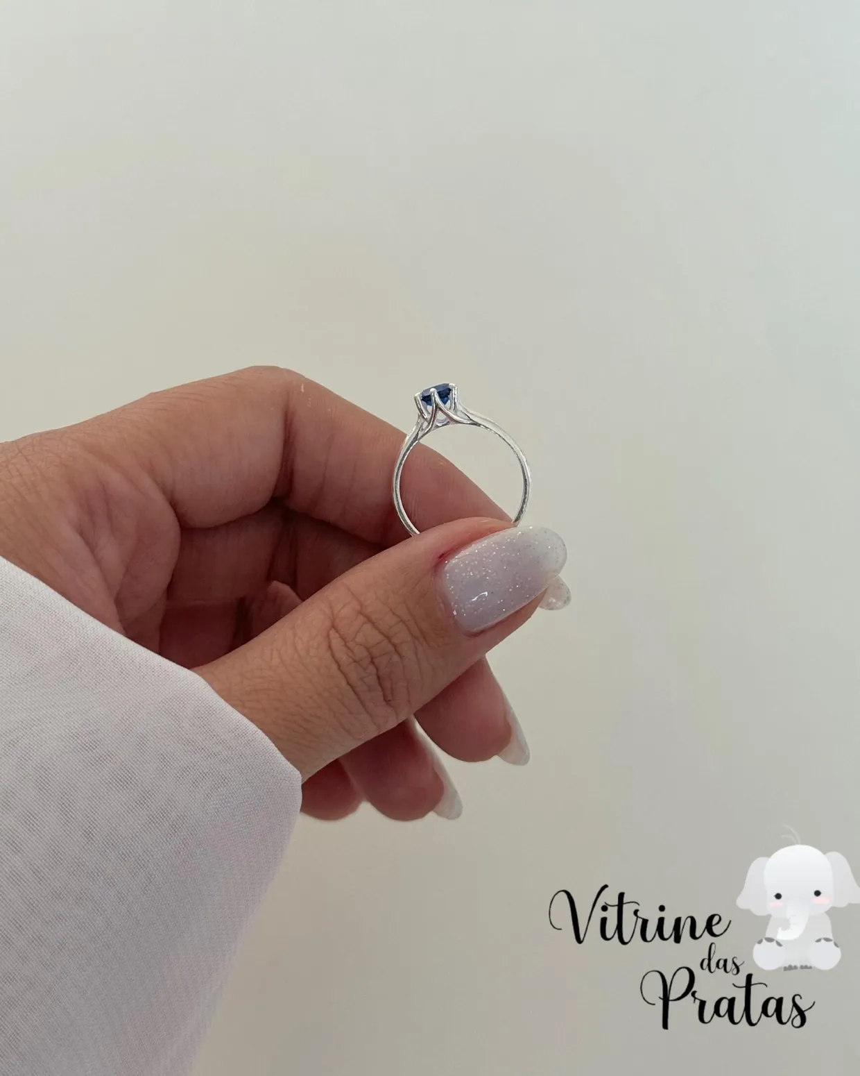 Anel Solitário Azul