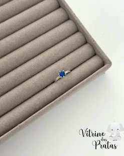 Anel Solitário Azul