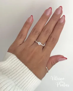 Anel Solitário Coração Cristal