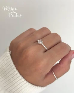 Anel Solitário Coração Cristal