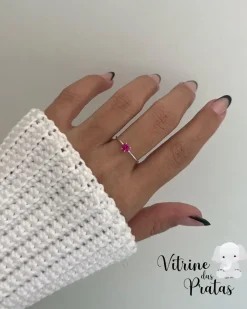 Anel Solitário Coração Rubi