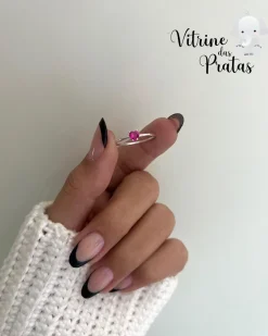 Anel Solitário Coração Rubi