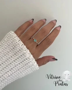 Anel Solitário Coração Verde