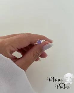 Anel Solitário Lilás