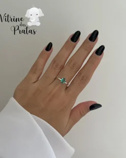 Anel Solitário Oval Verde Turmalina