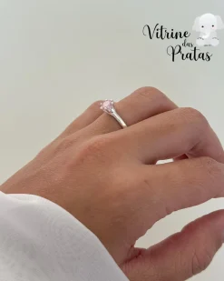 Anel Solitário Rosa
