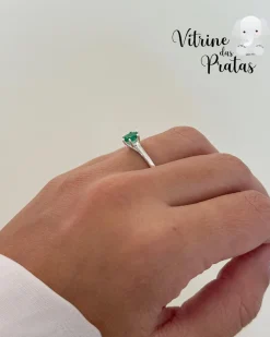 Anel Solitário Verde