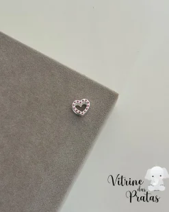 Berloque Separador Coração Cravejado Vazado Rubi