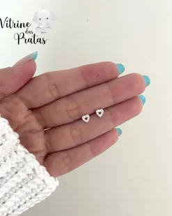 Brinco Coração Cravejado Mini