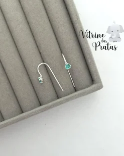 Brinco Fio com Zircônia Verde