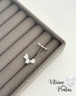 Brinco Três Corações Cravejado