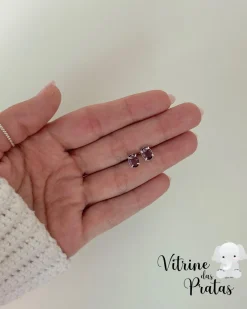 Brinco Zircônia Oval Ametista