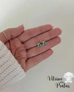 Brinco Zircônia Oval Verde Turmalina