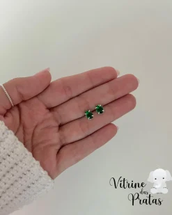 Brinco Zircônia Oval Verde Esmeralda