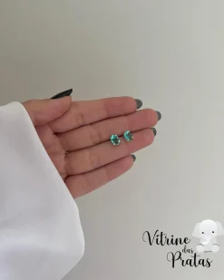 Brinco Zircônia Oval Verde Turmalina