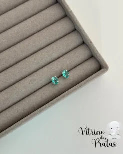 Brinco Zircônia Oval Verde Turmalina