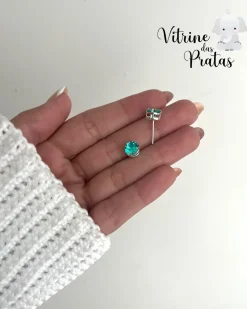 Brinco Zircônia Redonda Verde