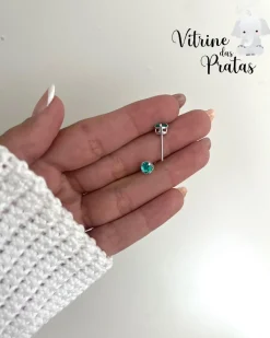 Brinco Zircônia Redonda Verde P
