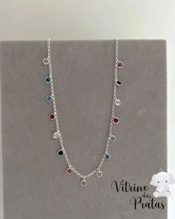 Choker Zircônias Coloridas Penduradas