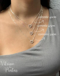 Colar Coração Vazado Cravejado