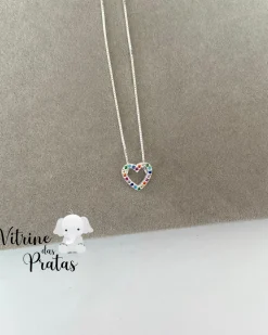 Colar Coração Vazado Cravejado Color