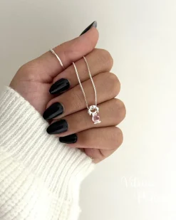 Colar Menina com Zircônia Rosa