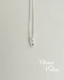 Colar Menina com Zircônia Rosa