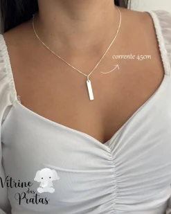 Colar Plaquinha Comprida Personalizada (LEIA A DESCRIÇÃO)