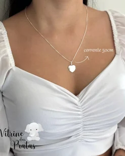 Colar Plaquinha Coração Personalizado (LEIA A DESCRIÇÃO)