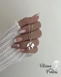 Colar Plaquinha Mapa Mundi