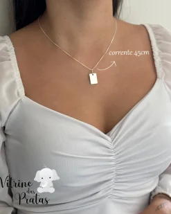 Colar Plaquinha Quadrada Personalizada (LEIA A DESCRIÇÃO)