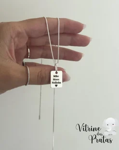 Colar Plaquinha Quadrada Personalizada (LEIA A DESCRIÇÃO)