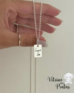 Colar Plaquinha Quadrada Personalizada 60cm (LEIA A DESCRIÇÃO)