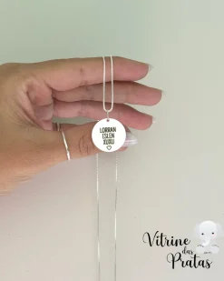 Colar Plaquinha Redonda Grande Personalizada (LEIA A DESCRIÇÃO)