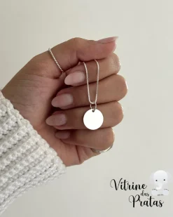 Colar Plaquinha Redonda Personalizada (LEIA A DESCRIÇÃO)