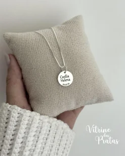 Colar Plaquinha Redonda Personalizada (LEIA A DESCRIÇÃO)