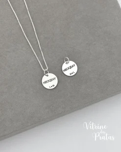 Colar Plaquinha Redonda Personalizada (LEIA A DESCRIÇÃO)