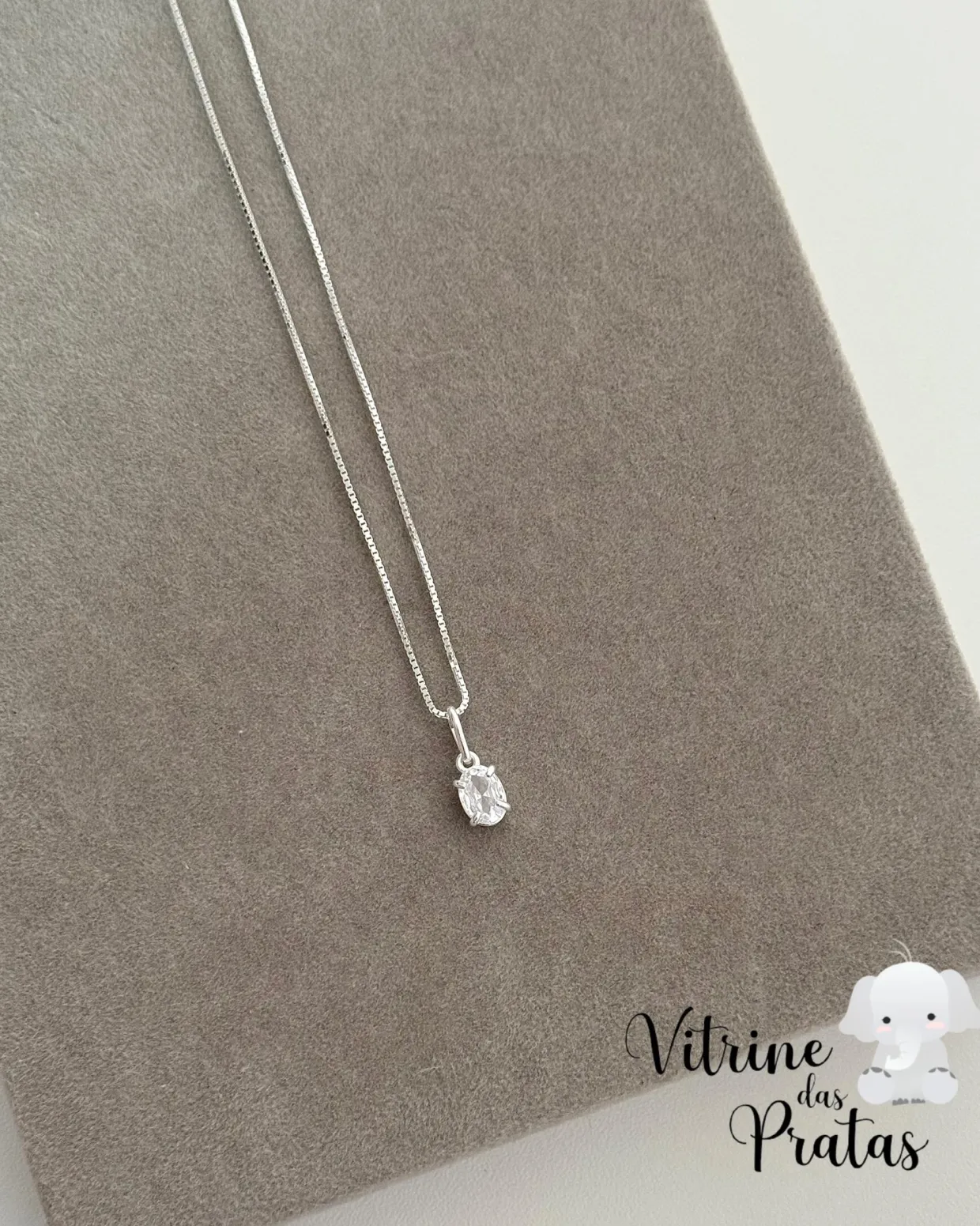 Colar Zircônia Oval